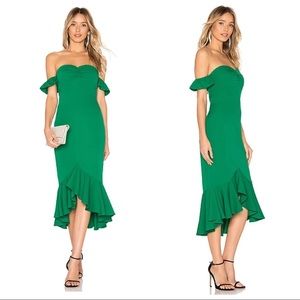 Lovers + Friends Giulia Midi Dress in Kelly Green